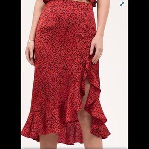 Blu Pepper Animal Print Ruffle Trim Skirt